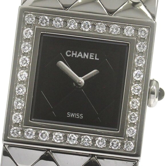 CHANEL Matrasse H0489 Diamond Bezel black Dial Quartz Ladies Watch_860491 - Picture 1 of 6